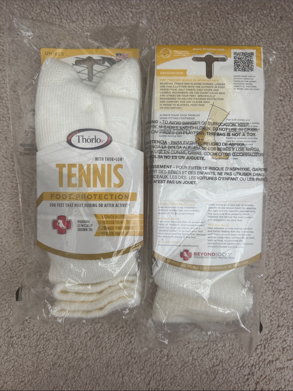 Thorlos White Athletic Tennis Socks - Cushion Support (2 Pack)